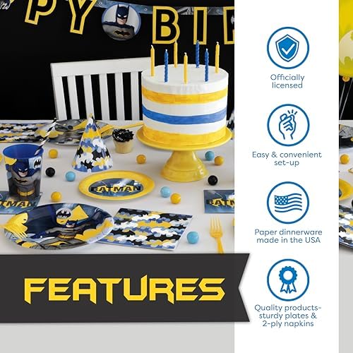 Premium superhero birthday party table cover and banner set layout