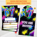 Eronm 7th Birthday Invitations set showcasing the 20 cards alongside the included white envelopes