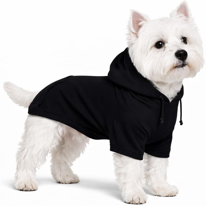 Lovelonglong black dog hoodie front view