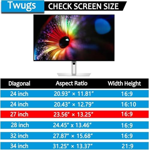 Twugs 16 to 9 aspect ratio privacy protector attached to workspace desktop screen