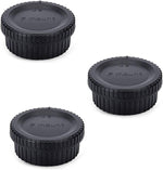 JJC rear lens cap and body cap cover three pack set front view showcasing durable black ABS plastic material
