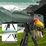 Complete product kit of the KTBDING monocular telescope including the tripod smartphone mount and protective gear