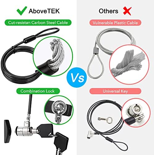 AboveTEK cut resistant galvanized steel security cable showing the pivot mechanism lock head.
