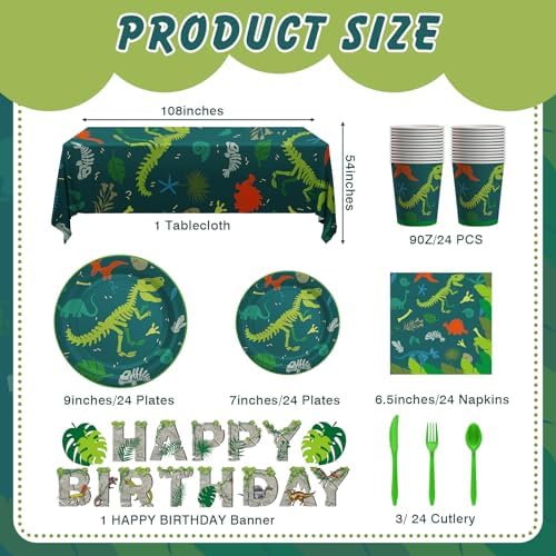 Cecnamt dinosaur party supplies close up view of the paper dinner plates
