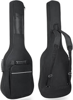 LETSROCK electric guitar bag front view showing black waterproof fabric and accessory pocket