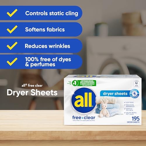 All hypoallergenic unscented dryer sheets side box details