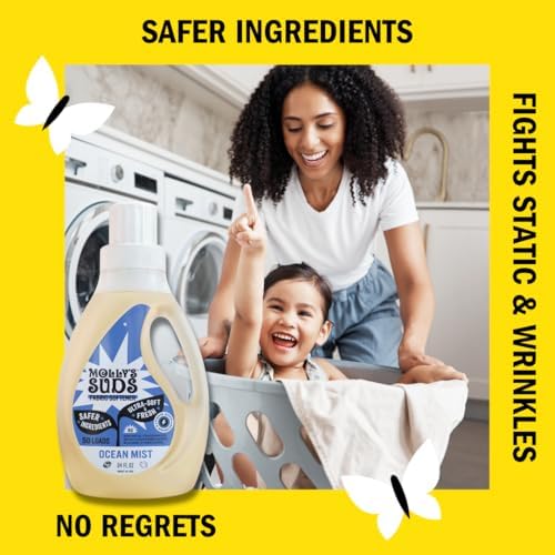 Natural laundry softener for sensitive skin with essential oils and non toxic ingredients.