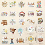 Assorted boho style religious vinyl stickers for journaling