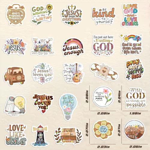 Assorted boho style religious vinyl stickers for journaling