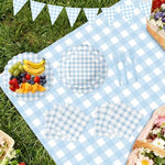 Detailed view of 7 inch dessert plates and napkins