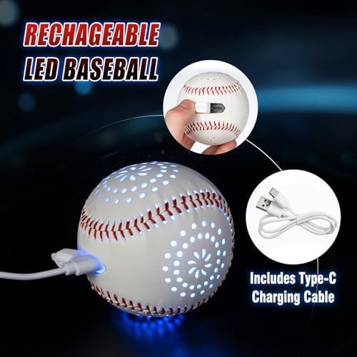 Kids playing with Zaceac LED baseball in an outdoor backyard setting at night.