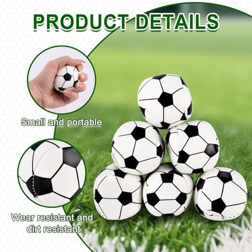 Hand holding one mini soccer juggling bean bag