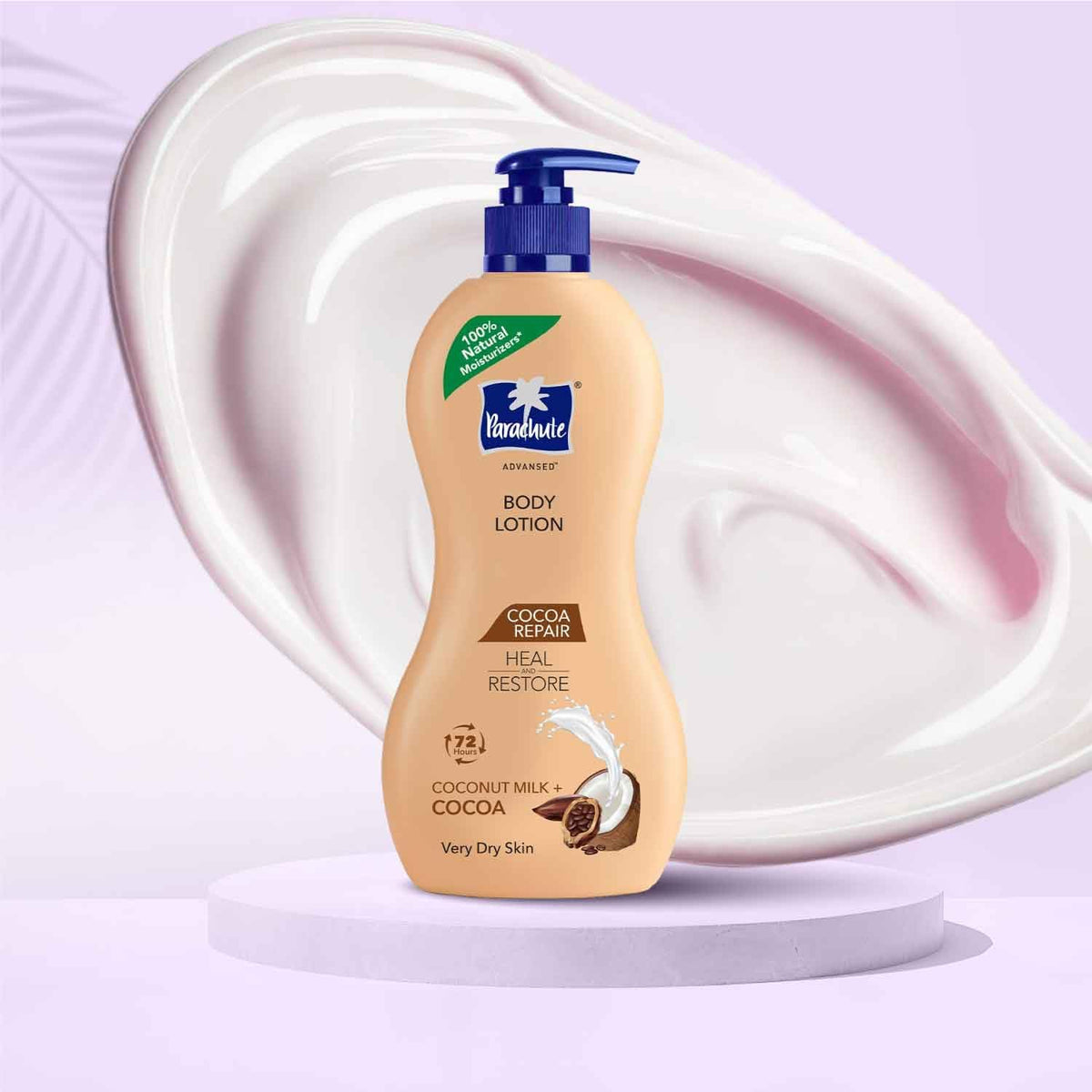 Parachute Advansed Cocoa Repair Body Lotion pump dispenser close up