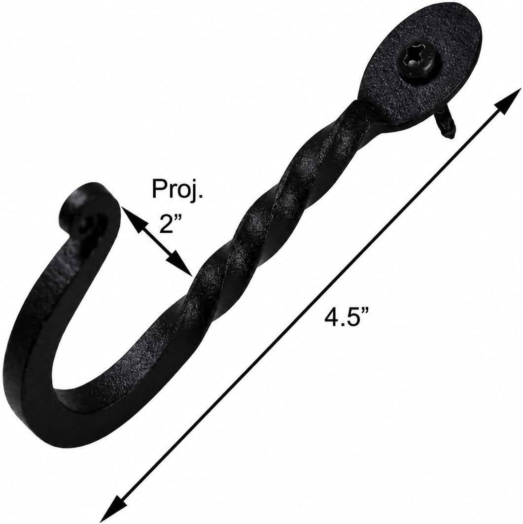 Renovators Supply heavy duty twisted metal hook with mounting screws