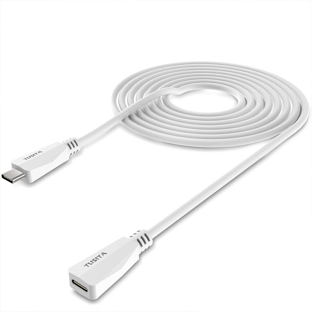 TUSITA Power Extension Cable front view showing reinforced white USB Type C connectors.