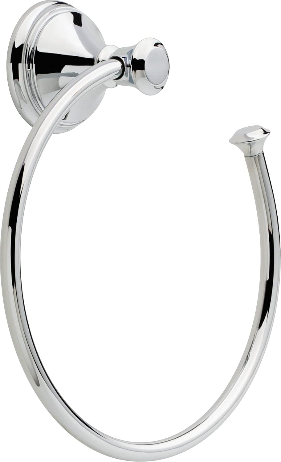 Delta hand towel holder front view showing polished chrome square ring