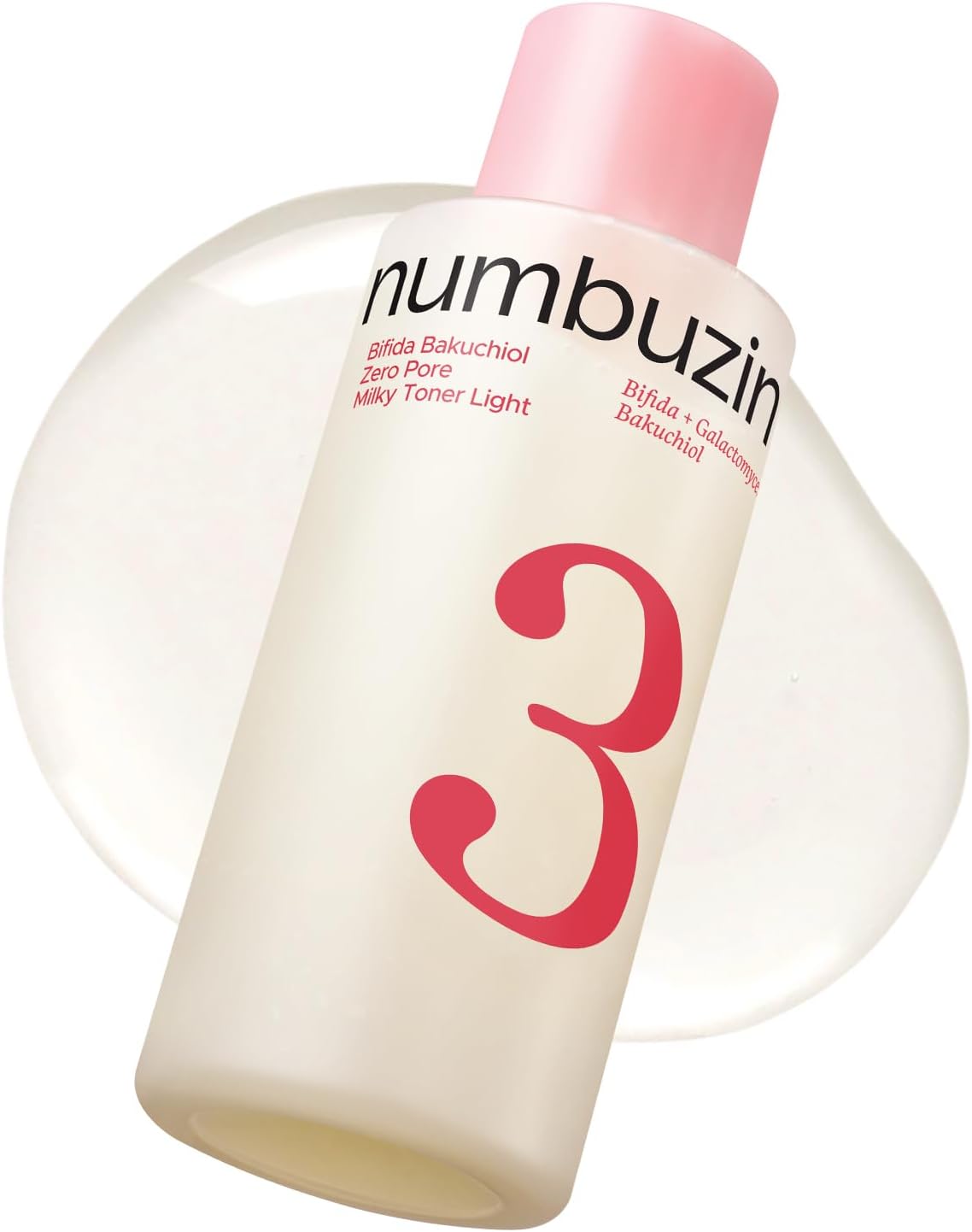 Numbuzin Number Three Bifida Bakuchiol Zero Pore Milky Toner Light front view premium hydrating skincare