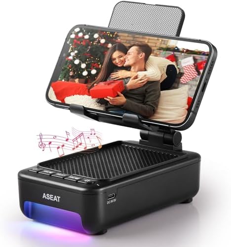 Aseat portable phone stand with LED lights in use