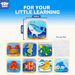 Authentic imported TOY Life wood puzzle showing the full eight piece collection together