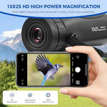 Astromania compact pocket monocular side view detailing the single hand focus wheel and twist up eyecup adjustment mechanism.