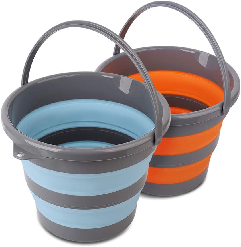 Tiawudi collapsible plastic bucket 2 pack front view for space saving storage.