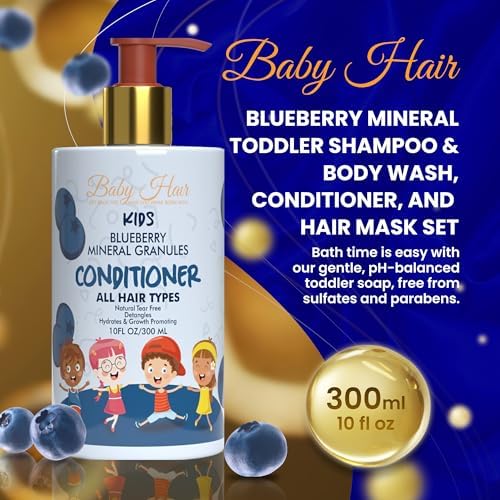 BABY HAIR - Blueberry Mineral Kids Hair Conditioner, Sulfate-Free Toddler Hair Conditioner, Hair Conditioner for Kids with Blueberry & Strawberry Oil, Aloe Vera, and Biotin, 10 fl.oz - Image 3