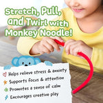 Close up of the non-toxic, latex-free material texture of IMPRESA Monkey Noodles fidget toys.