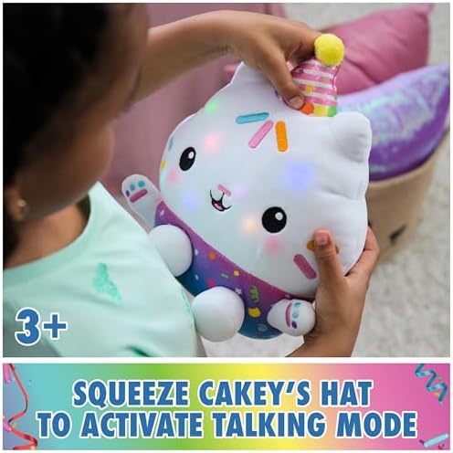 Side profile of 10-inch Cakey Cat stuffed animal