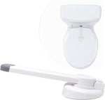 Mars Baby Child Safety Toilet Seat Lock front view installed on a white bathroom commode.
