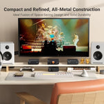 Fosi Audio P4 analog tone control knobs featuring bass treble and physical bypass switch.