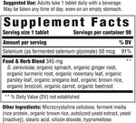 Innate Response Formulas Selenium ninety tablets side view showing supplement facts label