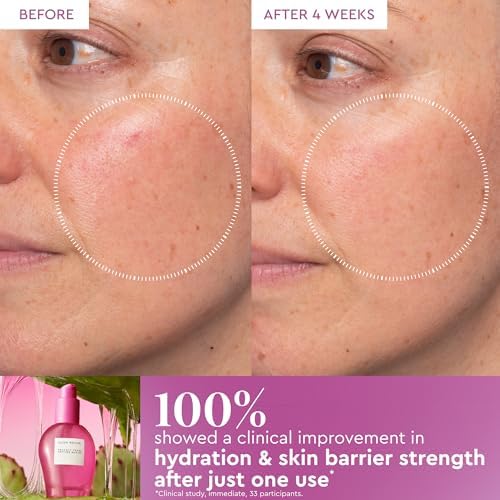 Hydrating prickly pear face serum texture demonstration showing stretchy bouncy consistency