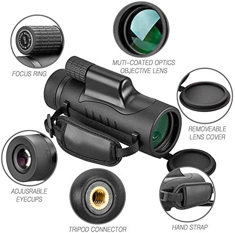 Feemic compact waterproof monocular scope with hand strap