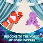 Liliful plush puppets showing working movable mouth feature for interactive theater.