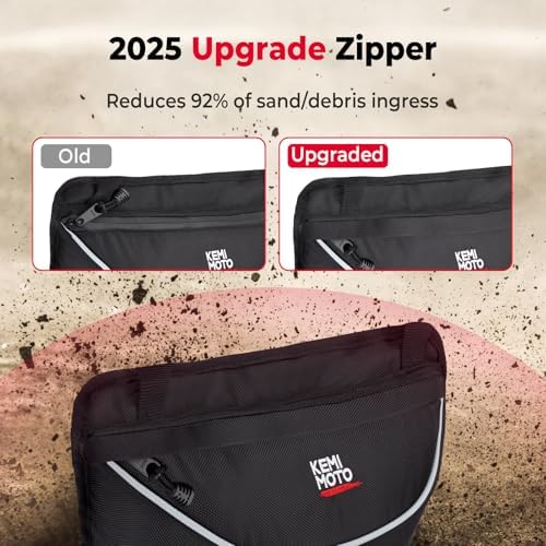 Interior of UTV center storage bag with multiple pockets.