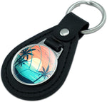 Graphics And More volleyball keychain showing resin-topped emblem detail