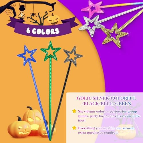 Kids holding star wands for birthday costume party