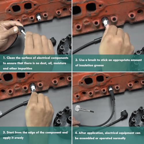 Non-conductive silicone paste for spark plug boots and automotive wiring protection.