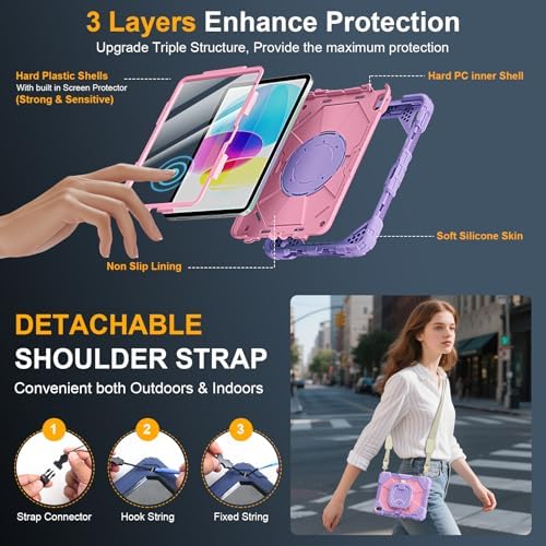 Ubearkk rugged shockproof cover showing the multi-angle folding handle adjusted for comfortable typing position.