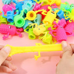 Close up view of the elastic thermoplastic rubber material stretching easily to fit an adult finger.