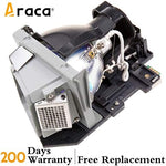 Side view of Araca projector bulb with protective black housing for Dell 4320