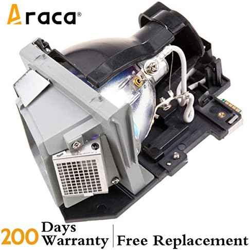 Side view of Araca projector bulb with protective black housing for Dell 4320