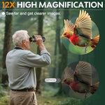 Ayraviio 12x60 monocular mounted on tripod with smartphone attached