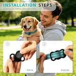 Joygiee IP68 waterproof pet GPS tracker demonstrating heavy rain and water splash resistance during outdoor activities.