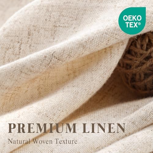 Premium stainless steel grommets on the top hem of the beige fabric curtain
