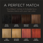 Back label view of the TouchBack Pro Dark Brown marker showing product specifications