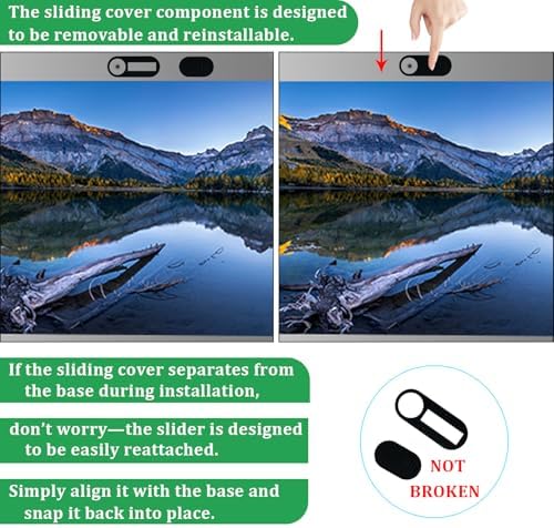 Ultra thin webcam cover slide attached to a sleek laptop screen bezel displaying slim profile