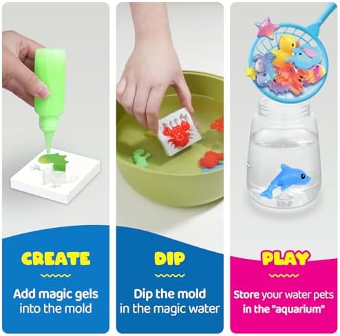Children creating 3D squishy aqua fairy pets using magic gel kit