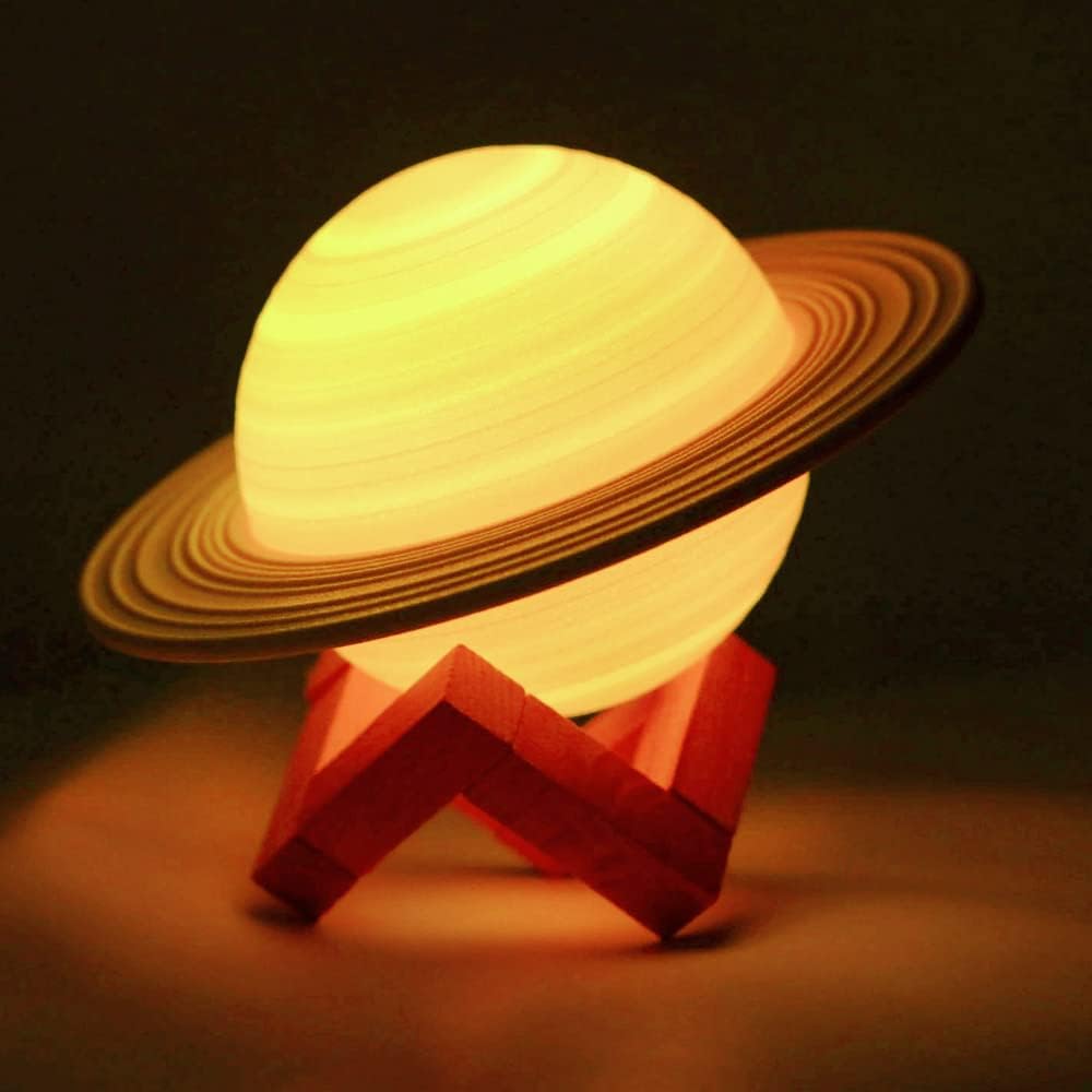 Ydsiii Saturn Lamp 6.4 inch front view glowing in dark
