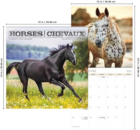 2025 Horses Wall Calendar (Bilingual French) - Image 8